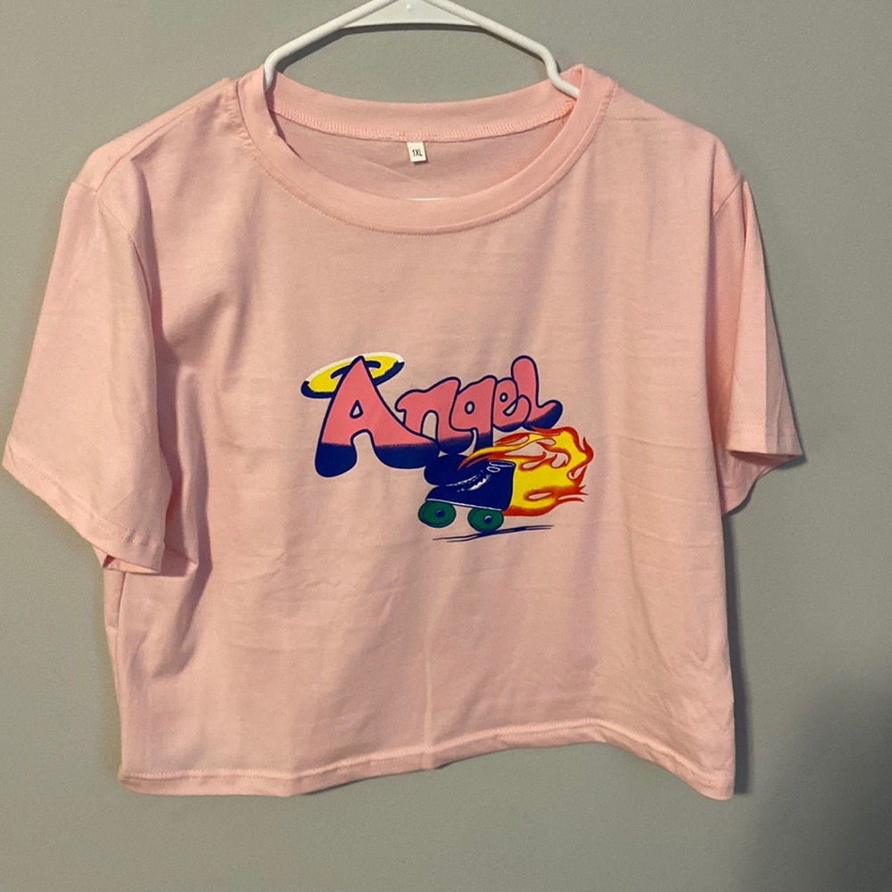 pink crop top